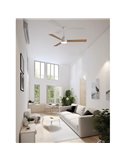SHAMAL Ventilateur de plafond LED à pales réversibles : blanc/bois, LED 22W 2200lm DC 35W, avec télécommande, 3000K-4000K-6500K