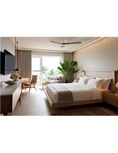 Ventilador de teto SIROCO branco com lâminas de madeira, MOTOR 35W DC, CL.I, Controle remoto 2