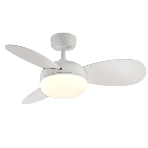 Ventoinha BISE LED branca com pás reversíveis (branca/madeira), 22W 2200lm DC, 35W 3000K-4000K-6500K
