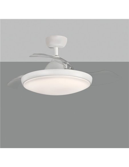 Ventilador de teto redondo LED ZONDA Matte White com luz, 47W 4000lm + 33W DC MOTOR, CRI80 CL.I IP44, Controle remoto, Regulado