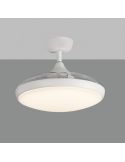 ZONDA Ventilateur de plafond rond LED Blanc Mat avec lumière, 47W 4000lm + MOTEUR DC 33W, CRI80 CL.I IP44, Télécommande, Régulat