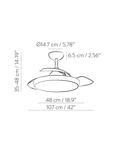 Ventilador de techo con luz LED redondo ZONDA Blanco Mate, 47W 4000lm + MOTOR DC 33W, CRI80 CL.I IP44, Mando a distancia, Regula