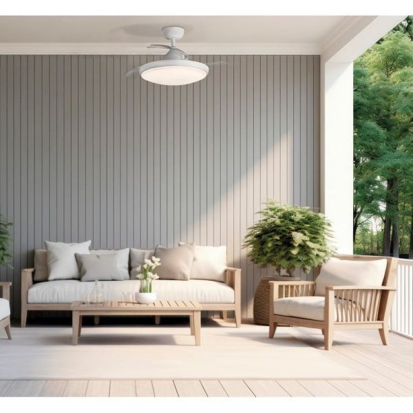 ZONDA Ventilateur de plafond rond LED Blanc Mat avec lumière, 47W 4000lm + MOTEUR DC 33W, CRI80 CL.I IP44, Télécommande, Régulat