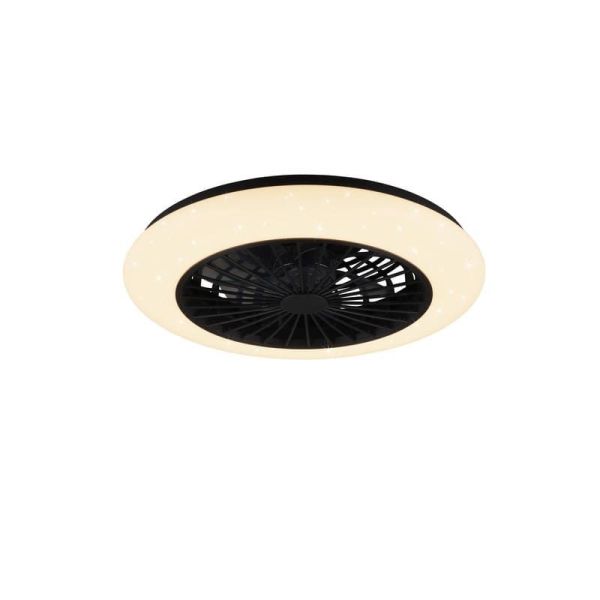 Ventilador de techo plafón con luz LED STRALSUND Negro mate encendido
