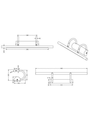 Applique LED CUADRO pour éclairage d'accentuation couleur nickel mesures