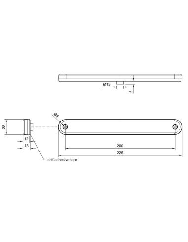 Piloto Led Lateral FT-195 Led en barra de Fristom Amabar Rojo y Blanca para instalar en superficie Homologado Delimitadoras | Le