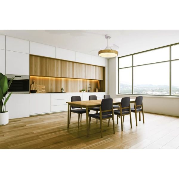 Ventilador de teto ALASKA LED 60W madeira 2700K-5000K 3300 Lm