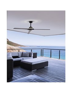 BRISA 20W indirekter LED- Lüfter Ø175cm 40W Schwarz+Holz 2700K-5000K, 1400 Lm Wendeflügel 2