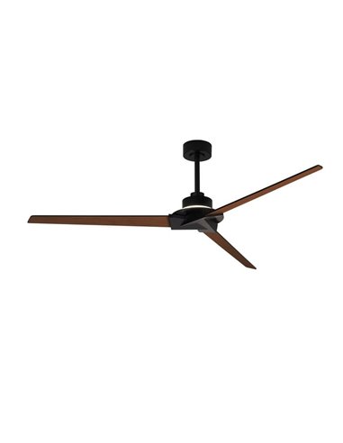 Ventilateur de plafond à lumière LED indirecte 20W BRISA Ø175cm 40W Noir+Bois 2700K-5000K, pales réversibles 1400 Lm