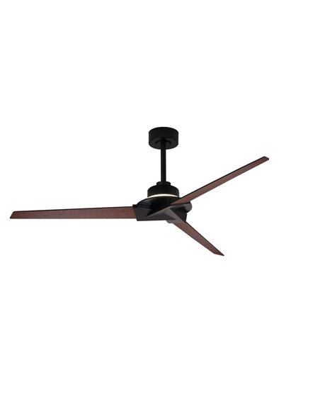 Ventilador de techo con luz LED indirecta 20W BRISA MINI Ø150cm 40W Negro+Madera 2700K-5000K, 1400 Lm aspas reversibles