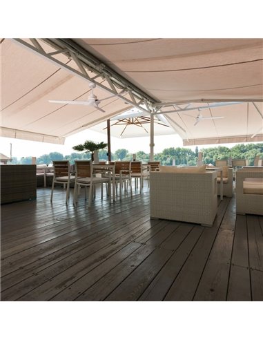 Ventilateur de plafond lumière LED indirecte 20W BRISA MINI Ø150cm 40W Blanc+Bois 2700K-5000K, 1400 Lm pales réversibles