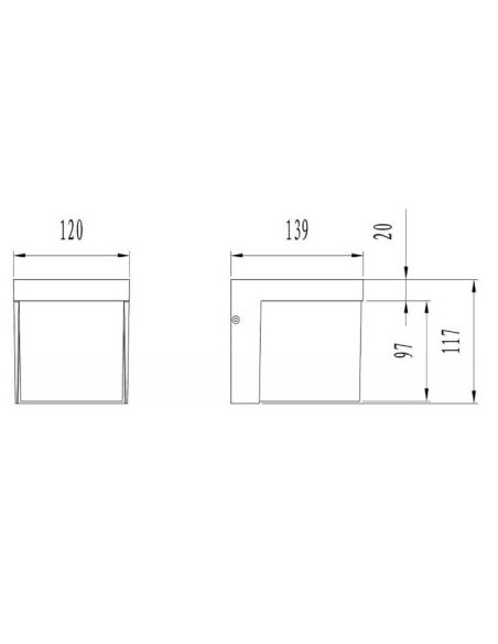 Aplique de pared LED exterior YANGTZE cuadrado antracita medidas producto