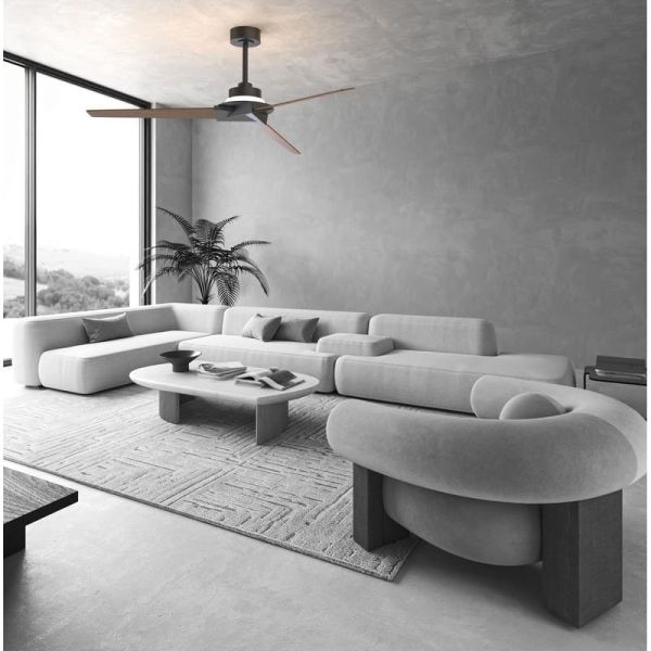 Ventilador de techo con luz LED indirecta 20W BRISA Ø175cm 40W Negro+Madera 2700K-5000K, 1400 Lm aspas reversibles