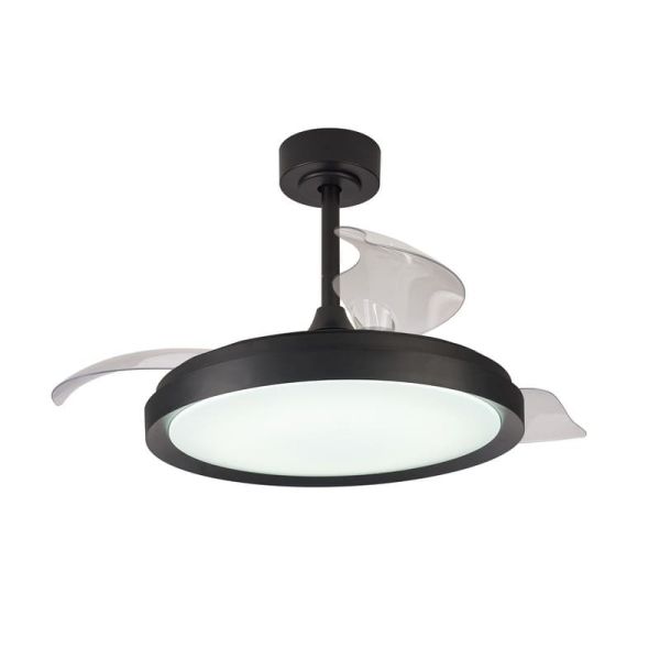 Ventilador de techo LED 50W MISTRAL con aspas plegables 30W Negro 2700K-5000K, 3200 Lm 