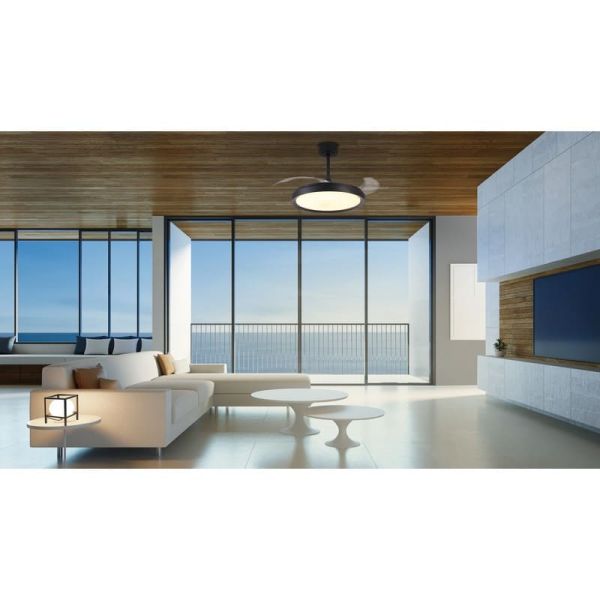 Ventilador de techo LED 50W MISTRAL con aspas plegables 30W Negro 2700K-5000K, 3200 Lm 