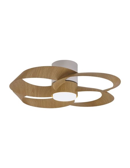 Ventilador LED 24W con aspas toroidales ROSE 22W Madera+Blanco 2700K-5000K, 2000 Lm
