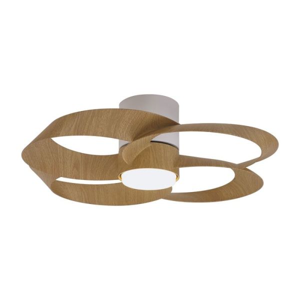 Ventilador LED 24W con aspas toroidales ROSE 22W Madera+Blanco 2700K-5000K, 2000 Lm