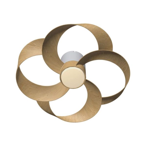 Ventilador LED 24W con aspas toroidales ROSE 22W Madera+Blanco 2700K-5000K, 2000 Lm