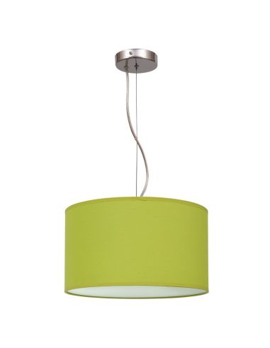 Lámpara de Techo colgante blanca color verde pistacho  serie nicole 1XE27 30Cm de diametro tela moderna | LeonLeds