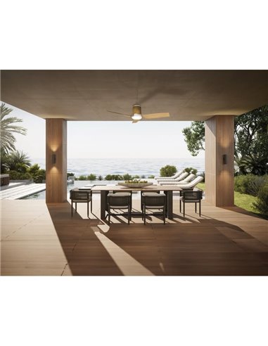 Ventilateur de Plafond LED USHUAIA 30W 35W Blanc+Bois 2700K-5000K, 2400 Lm