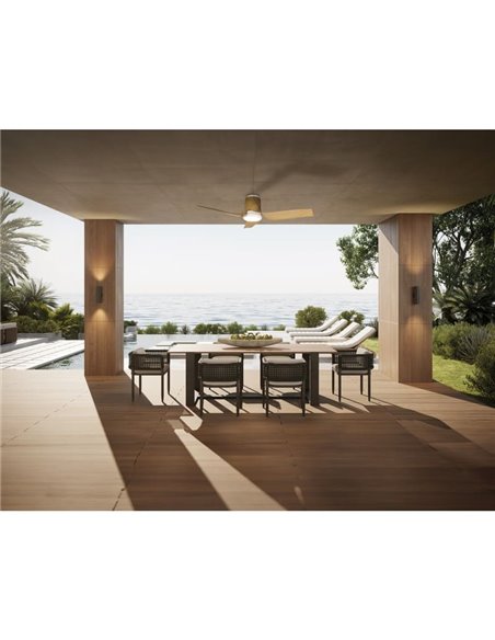 Ventilateur de Plafond LED USHUAIA 30W 35W Blanc+Bois 2700K-5000K, 2400 Lm