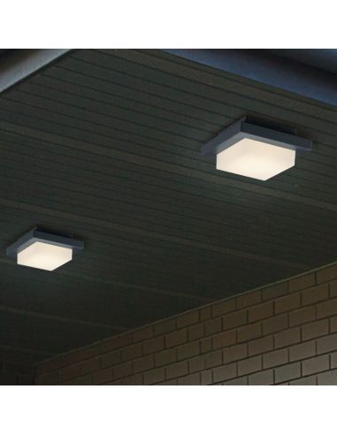 Aplique de pared LED/plafón de techo exterior HONDO cuadrado colocación en techo