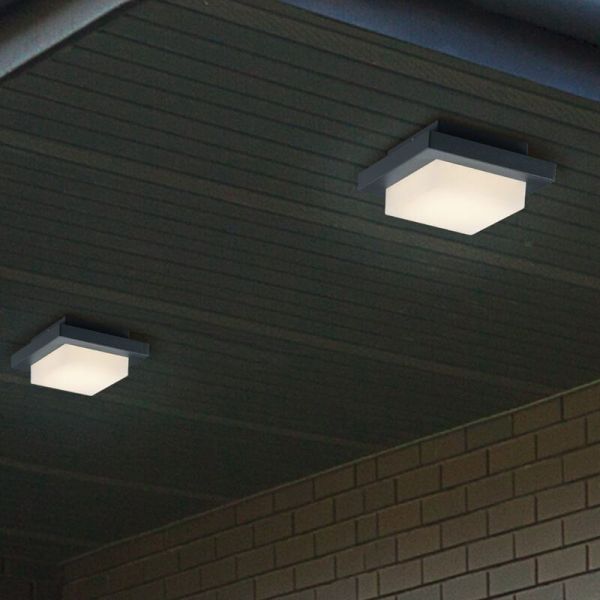 Aplique de pared LED/plafón de techo exterior HONDO cuadrado colocación en techo