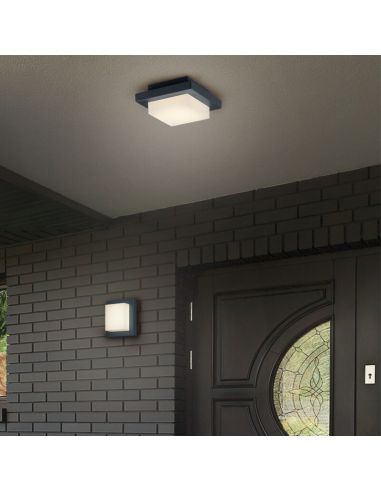 Applique/plafonnier extérieur LED carré HONDO exemple d'utilisation