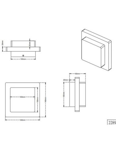 Aplique de pared LED/plafón de techo exterior HONDO cuadrado medidas producto