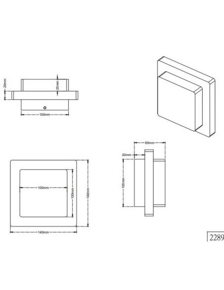 Aplique de pared LED/plafón de techo exterior HONDO cuadrado medidas producto