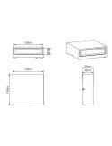 Aplique de pared LED exterior THAMES luz arriba y abajo 14cm medidas