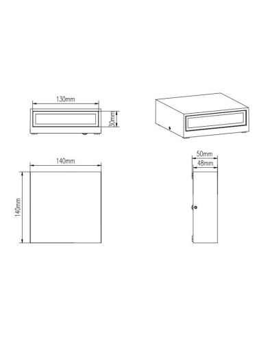 Aplique de pared LED exterior THAMES luz arriba y abajo 14cm medidas