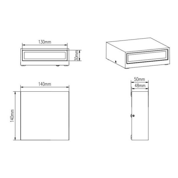 Aplique de pared LED exterior THAMES luz arriba y abajo 14cm medidas