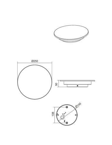 Applique murale LED ronde d'extérieur BELLY mesures d'éclairage indirect