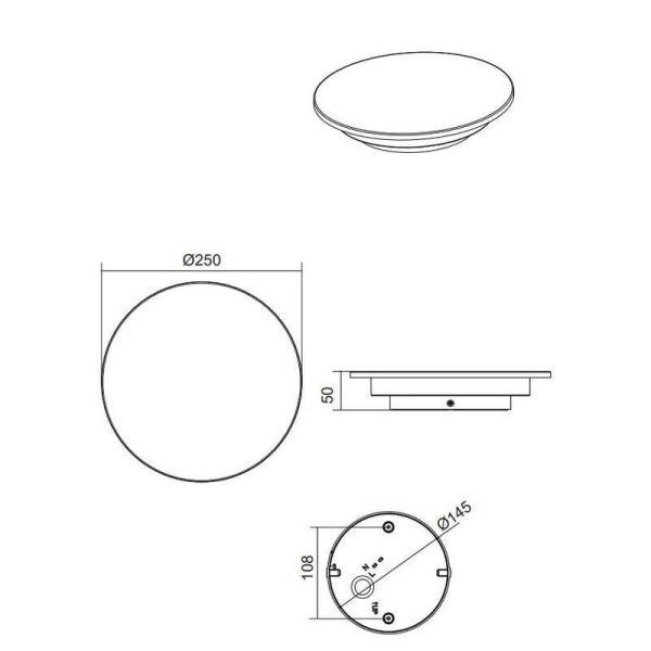 Aplique pared LED redondo exterior BELLY iluminación indirecta medidas