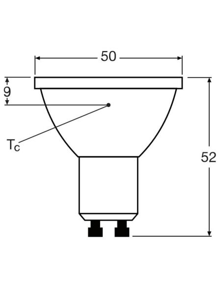 Dimensiones Bombilla LED GU10 6,9W reemplazo 50w de 120º LED gama Value 620Lm LedVance | LeonLeds
