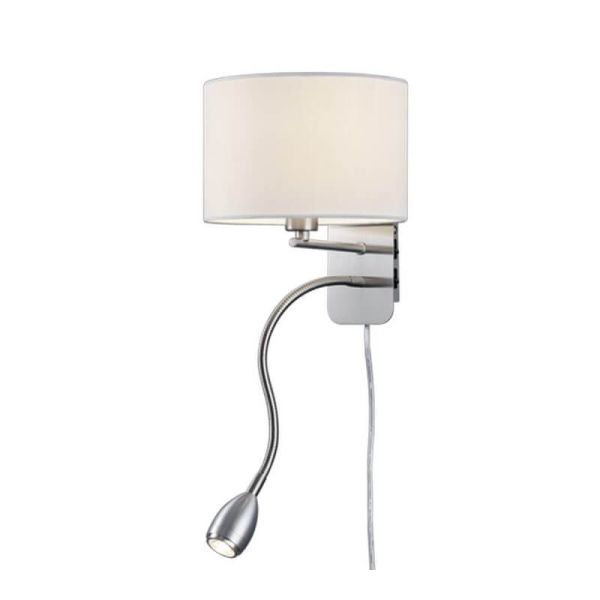 Aplique de pared HOTEL con pantalla de tela 2 luces pantalla blanca