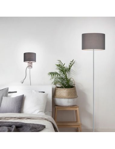 Aplique de pared HOTEL con pantalla de tela 2 luces en un salón