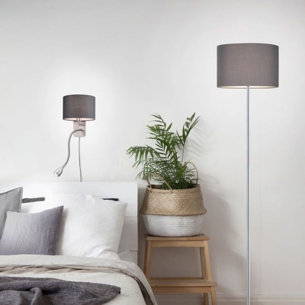 Aplique de pared HOTEL con pantalla de tela 2 luces en un salón