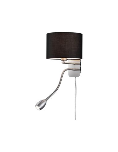 Aplique de pared HOTEL con pantalla de tela 2 luces pantalla negra