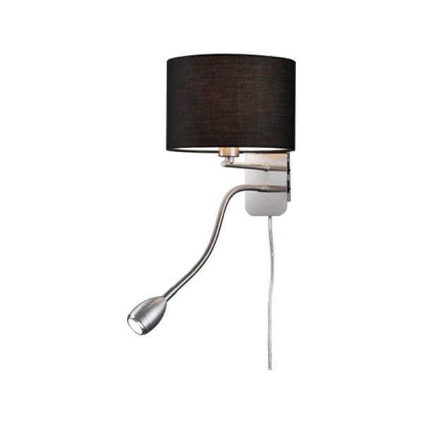 Aplique de pared HOTEL con pantalla de tela 2 luces pantalla negra