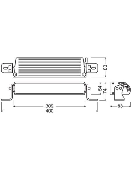 Dimensiones Barra LED homologada FX250-CB GEN 2 37W LEDDL130-CB + de 320 Metros R149 Combo Beam Osram | LeonLeds
