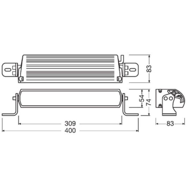Dimensiones Barra LED homologada FX250-CB GEN 2 37W LEDDL130-CB + de 320 Metros R149 Combo Beam Osram | LeonLeds