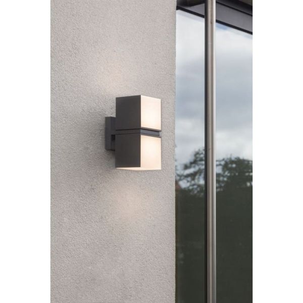 Aplique de pared LED para exterior CUBA 360º con doble cabezal 24,4W antracita/negro mate 3000K/4000K