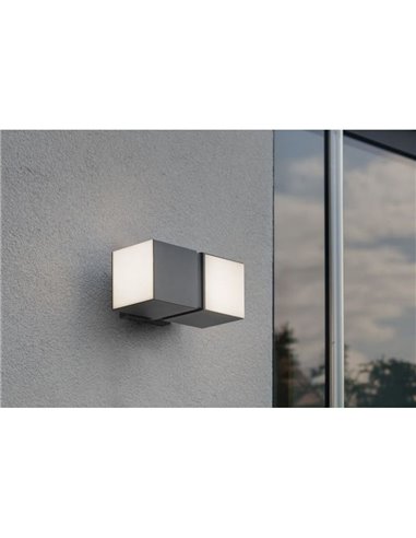 Aplique de pared LED para exterior CUBA 360º con doble cabezal 24,4W antracita/negro mate 3000K/4000K