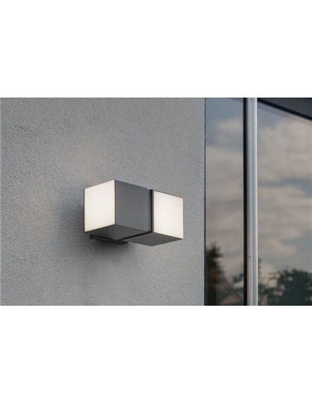 Aplique de pared LED para exterior CUBA 360º con doble cabezal 24,4W antracita/negro mate 3000K/4000K