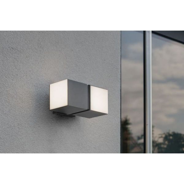 Aplique de pared LED para exterior CUBA 360º con doble cabezal 24,4W antracita/negro mate 3000K/4000K