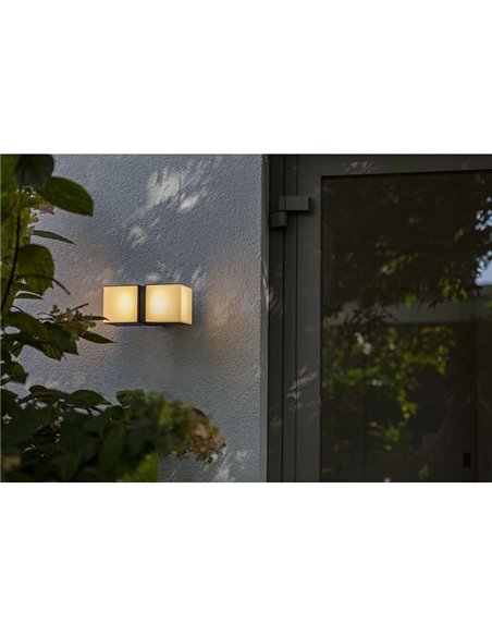 Aplique de pared LED para exterior CUBA 360º con doble cabezal 24,4W antracita/negro mate 3000K/4000K