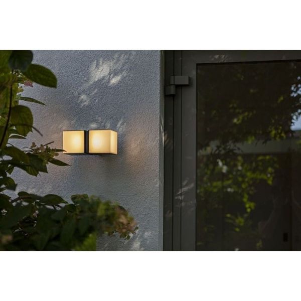 CUBA Aplique LED para exterior 360º cabeça dupla 24,4W antracite/preto mate 3000K/4000K