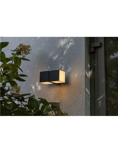 Aplique de pared LED para exterior CUBA 360º con doble cabezal 24,4W antracita/negro mate 3000K/4000K